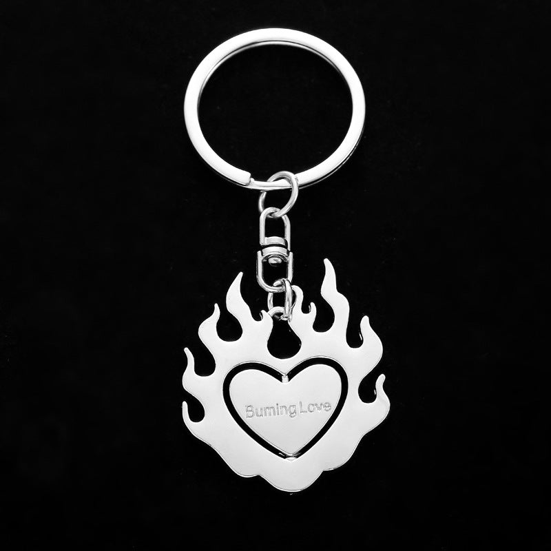 Wholesale Zinc Alloy Burning Flame Love Heart Keychain